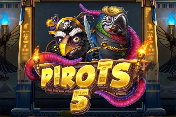 Frontespizio della monografia su Pirots 5 The Rift of Eternity: griglia di gioco evolutiva con i quattro Chrono Birds rosso, viola, verde e blu tra cristalli e portali temporali
